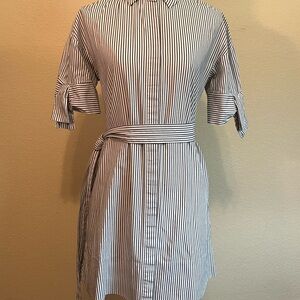 1901 Striped Black and White Shirt Dress